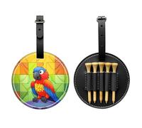 Splendida borsa portaoggetti per tee da golf con stampa di pappagalli e uccellini, design portatile, facile da organizzare, nero, Taglia unica