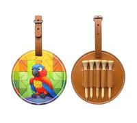 Splendida borsa portaoggetti per tee da golf con stampa di pappagalli e uccellini, design portatile, facile da organizzare, Marrone, Taglia unica