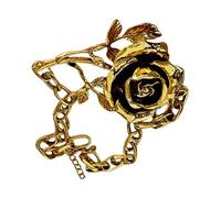 Splendida collana con ciondolo a forma di rosa in oro 24 carati, accessorio alla moda per le donne, indossabile per anniversari e eventi speciali, alla moda, Taglia unica, come descritto, come