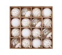 Splendida confezione di palline di Natale include sedici pezzi accattivanti che misurano sei centimetri ciascuno (bianco)