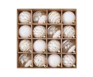 Splendida confezione di palline di Natale include sedici pezzi accattivanti che misurano sei centimetri ciascuno (bianco)