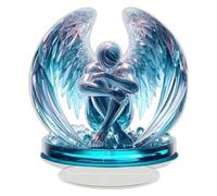 Splendida decorazione a croce con ali d'angelo, statua commemorativa a forma di croce con ali d'angelo, decorazione da parete o scrivania in acrilico 2D, ricordo religioso per casa, ufficio, chiesa