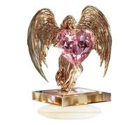 Splendida Decorazione a Croce con Ali d'Angelo, Statua Memoriale con Ali d'Angelo, Decorazione 2D in Acrilico per Parete o Scrivania, Ricordo Religioso per Casa, Ufficio, Chiesa (Oro)
