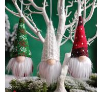 Splendida decorazione natalizia morbida lavorata a maglia gnomi senza volto come adorabili ornamenti per albero o mantello (D)