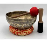 Splendida e rara campana tibetana con luna piena, realizzata a mano in Nepal, 30,5 cm