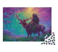 Splendida fata che cavalca un cervo nella foresta nebbiosa Puzzle 1000Pcs Decorazione Per La Casa. Rilassamento E Intelligence Per Adulti E Bambini Da 14 Anni 1000pcs (75x50cm)