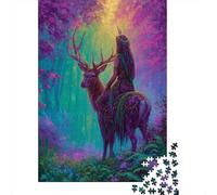 Splendida fata che cavalca un cervo nella foresta nebbiosa Puzzle 1000Pcs Decorazione Per La Casa. Rilassamento E Intelligence Per Adulti E Bambini Da 14 Anni 38x26cm/1000pcs