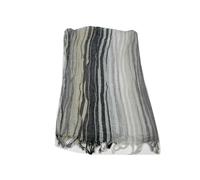 Splendida sciarpa bianca a righe beige grigio terra uomo donna cotone rigata