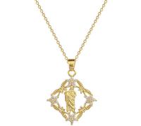 Splendida Scintillante zircone Ghirlanda Collana a Sospensione Sacra per Donne in Acciaio Inossidabile benedizione del Regalo di Preghiera di Preghiera