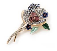 Splendida spilla floreale scintillante (finitura placcata oro)