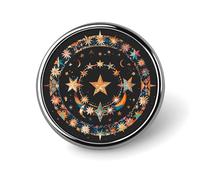 Splendida spilla rotonda con stelle e luna spilla leggera da bavero spille da cravatta regali unici spilla in metallo distintivo per cappello camicia abbigliamento borse decorazione