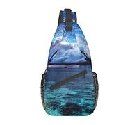 Splendida vista del mare Borsa a tracolla da viaggio Zaino a tracolla per uomo Donna, Spalle regolabili sinistra e destra Zaino da trekking casual
