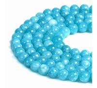 Splendide perline sfuse in amazzonite blu naturale, 10 mm, rotonde e lisce circa 38 cm, per braccialetti fai da te, collane e gioielli