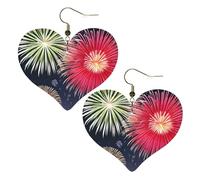 Splendidi fuochi d'artificio Stampe Eleganti orecchini a forma di cuore leggeri accessori da donna perfetti per feste e San Valentino.