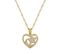 Splendido Amore Moon Star intarsiata Collana a Pendente zirconio