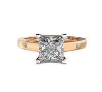 splendido anello solitario in argento sterling 925 con principessa margherita | placcato oro | con moissanite, principessa e anelli di lusso fatti a mano di forma rotonda per unisex | LKJR_0467