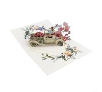 Splendido biglietto 3D per matrimonio con auto per celebrare nuovi inizi con un unico