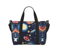 Splendido borsone da viaggio con stampa di cielo stellato, universo, spazio, per palestra e viaggi, ideale per lo sport e le gite nel fine settimana, nero, Taglia unica