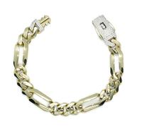Splendido bracciale da uomo in oro giallo 18 carati da 21 cm di lunghezza e 1,10 cm di larghezza, chiusura monaco, 20,70 g di oro 18 carati