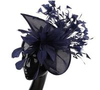 MOHUIED Splendido Cappello da Fascinator con Clip, Elegante Cappello da Sposa con Piume fantasiose, Accessori for Capelli da Sposa, modisteria da Donna Veletta Sposa(Dark Blue)