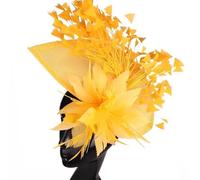 Splendido Cappello da Fascinator con Clip, Elegante Cappello da Sposa con Piume fantasiose, Accessori for Capelli da Sposa, modisteria da Donna Veletta Sposa(Yellow)