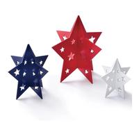 Splendido centrotavola Patriotic Stars - 22,9 cm (set da 3) - Dimensioni assortite con blu, rosso e bianco, realizzato in MDF di alta qualità, perfetta decorazione per la casa ed eventi a tema