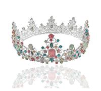 Splendido cerchio colorato Royal Queen King King Tiaras and Crowns Pageant Prom Bridal Diadem Wedding Hair Gioielli Accessori (Colori d'argento corona)