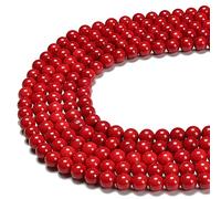 Splendido corallo rosso, gemma naturale, perle sciolte, 6 mm, liscio, rotondo, circa 39,4 cm, braccialetto fai da te, collana per la creazione di gioielli