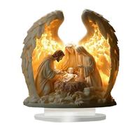 Splendido Decoro a Croce con Ali d'Angelo, Statua Memoriale con Ali d'Angelo a Croce, Decoro da Parete o Scrivania in Acrilico 2D, Ricordo Religioso per Casa, Ufficio, Chiesa (Giallo)