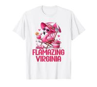 Splendido Fenicottero Rosa della Virginia, Scena Tropicale sulla Spiaggia per Donne Maglietta