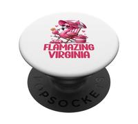 Splendido fenicottero rosa della Virginia, scena tropicale sulla spiaggia per donne PopSockets PopGrip Adesivo