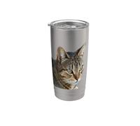 Splendido gatto soriano primo piano ritratto vettoriale isolato Bicchiere termico in acciaio inox doppia parete
