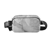 Splendido marsupio grigio e bianco con texture in marmo carino per donne e uomini borsa a tracolla impermeabile da viaggio essenziale con cinturino regolabile per lo shopping sport lavoro, Splendida