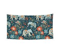 Splendido motivo a prati con elefante floreale in stampa striscione su un lato per decorazioni festive, compleanni, anniversari, matrimoni, vacanze