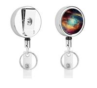 Splendido porta badge Galaxy con bobina retrattile, clip per badge in acciaio inossidabile, resistente porta badge per lavoro, infermieri, insegnanti e sicurezza