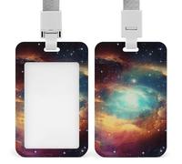 Splendido porta badge Galaxy con cordino staccabile, protezione verticale in plastica per carte d'identità, resistente, per insegnanti, infermieri, ufficiali, personale di sicurezza