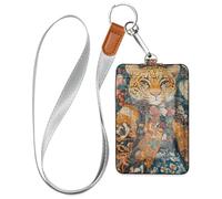 Splendido porta badge in pelle leopardata con cordino e porta documenti di identità con capacità di 3 carte, per personale, ufficiali, studenti, medici, dipendenti