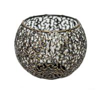Splendido portacandele in stile vintage dorato con disegni intricati per accenti domestici (nero e oro)