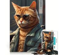 Splendido puzzle a forma di gatto rosso da 1000 pezzi per adolescenti, gioco per allenare la mente, rilassante e divertente, da assemblare, regalo perfetto 50x75cm