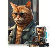 Splendido puzzle a forma di gatto rosso da 1000 pezzi per adolescenti, gioco per lo sviluppo delle capacità cognitive, design accogliente e rilassante, assemblaggio, regalo premuroso 38x52cm