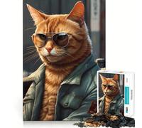 Splendido puzzle a forma di gatto rosso per adulti, 1000 pezzi, gioco intelligente antistress, assemblaggio, regalo speciale 38x26cm