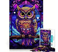 Splendido puzzle a forma di gufo in vetro colorato,1000 pezzi,gioco cognitivo divertente,struttura ad incastro precisa,attività di condivisione per i propri cari (50x75cm)