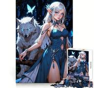 Splendido puzzle con elfo e lupo, 1000 pezzi, per ragazzi, gioco di abilità mentale, divertimento casual, design elegante, regalo 50x75cm