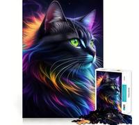Splendido puzzle da 1000 pezzi con gatto nero fantasy per adulti e ragazzi, un passatempo rilassante con bordi precisi, ideale come decorazione da parete 38x26cm
