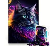 Splendido puzzle da 1000 pezzi con gatto nero fantasy per adulti, gioco intelligente per interni, taglio liscio, scegli il desiderio di Babbo Natale 38x26cm
