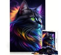 Splendido puzzle da 1000 pezzi con gatto nero fantasy per adulti, gioco intelligente per interni, taglio liscio, Babbo Natale, scegli il tuo desiderio 38x52cm