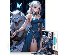 Splendido puzzle difficile per adulti con elfo e lupo, 1000 pezzi, con un design accattivante e rilassante, dal taglio netto e unico 38x26cm