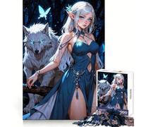 Splendido puzzle difficile per adulti con elfo e lupo, 1000 pezzi, con un design accattivante e rilassante, dal taglio netto e unico 38x26cm