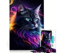 Splendido puzzle fantasy con gatto nero da 1000 pezzi per adolescenti, gioco per allenare la mente, rilassante e divertente, da assemblare, regalo perfetto 38x52cm