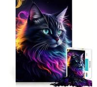Splendido puzzle fantasy con gatto nero da 1000 pezzi per adolescenti, ideale per rafforzare la memoria, per un'esperienza rilassante e di qualità, perfetto come regalo di Babbo Natale 50x75cm